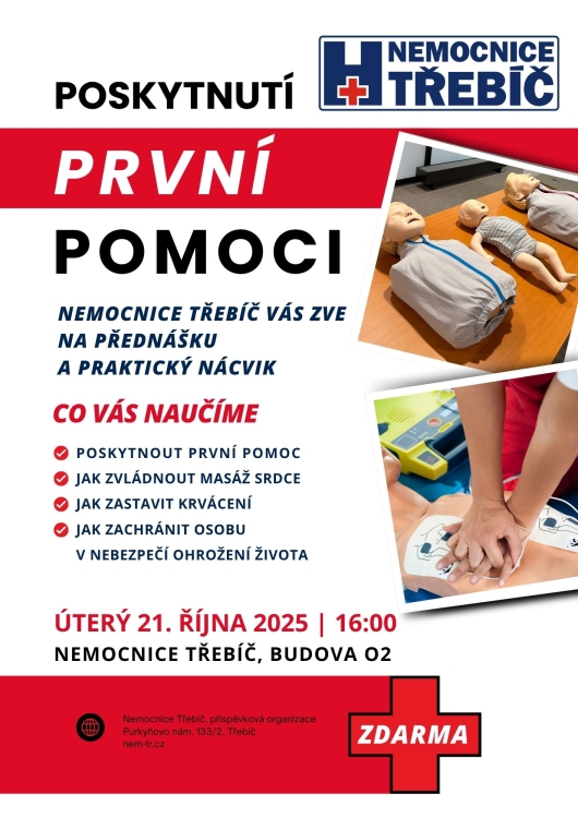 Pozvánka na přednášku a praktický nácvik první pomoci