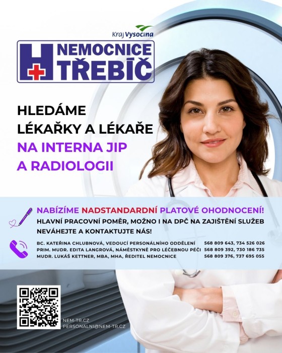Hledáme lékařky a lékaře na INTERNÍ JIP a RADIOLOGII
